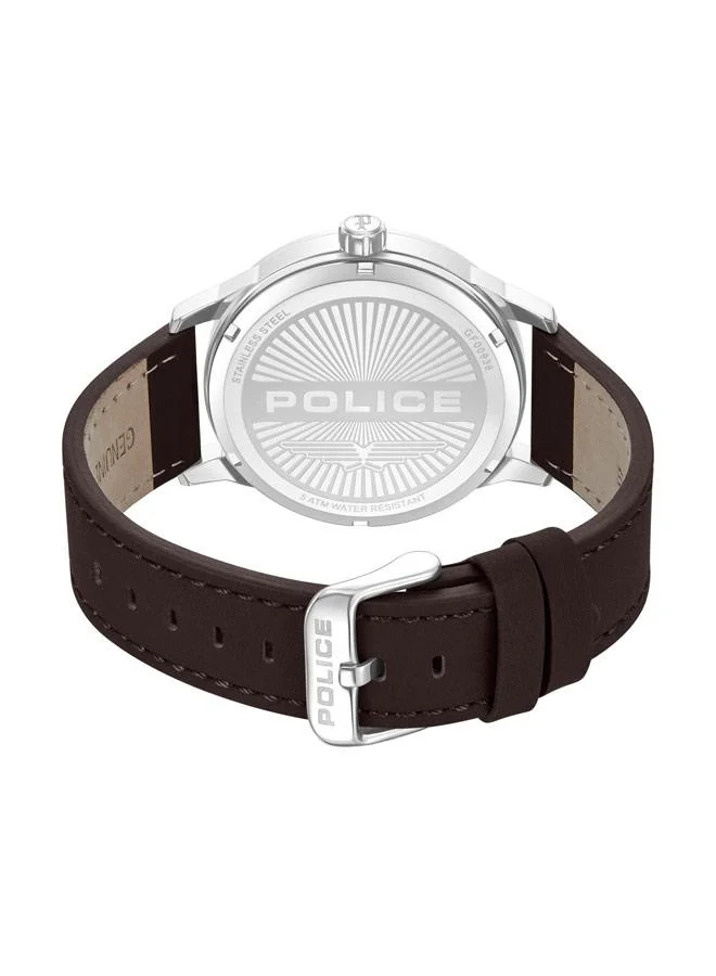 Police Green Men's Jet Green Dial Genuine Leather Strap Analog Watch for Men, 44mm for Men | Best Price UAE